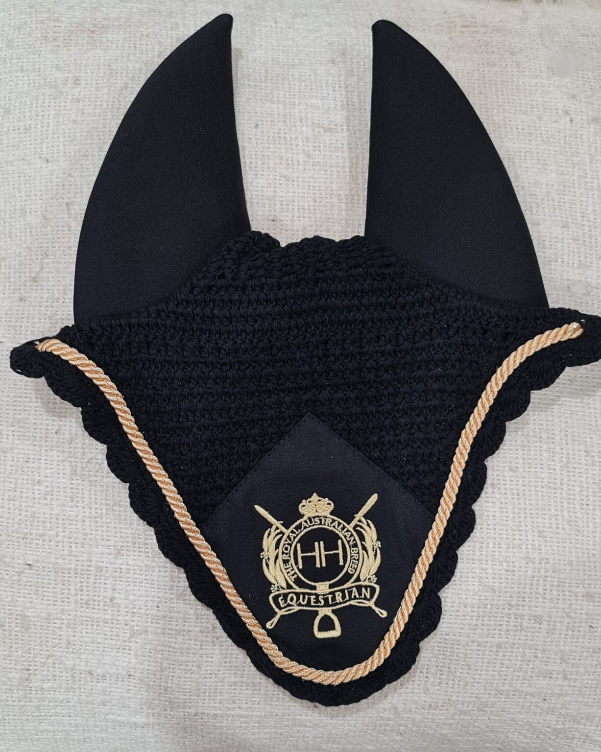 Padded Ear Bonnet - Black & Gold