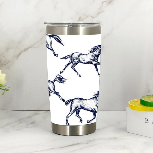 Coffee Travel Mug - Vintage Horse Print