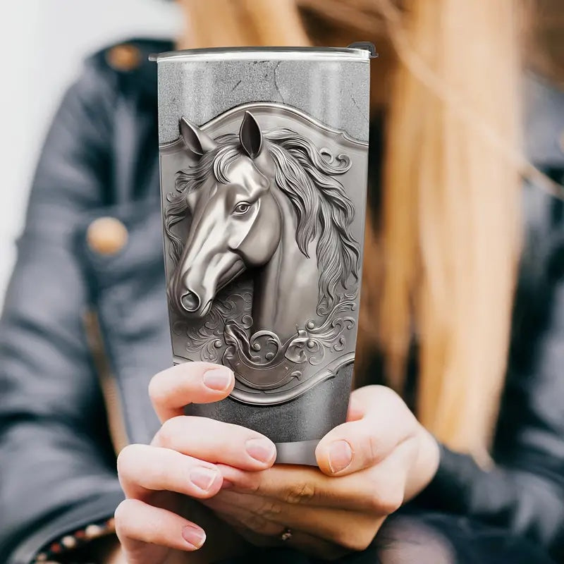 Travel Mug - Pewter look horse